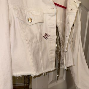 Bedazzled Fringe White Jean Jacket ✨🤍💍